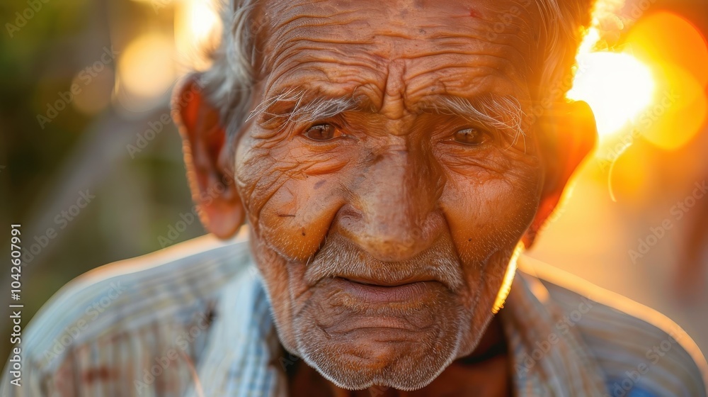 Elderly Man with Deep Wrinkles in Portrait Style Elderly Man with Deep Wrinkles in Portrait Style
