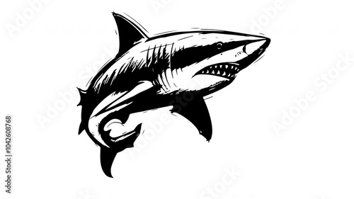 Animation forms a sketch of a shark icon photo