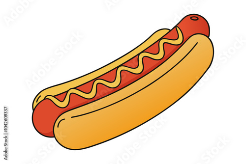 Hot Dog and Mustard | isolated vector silhouette illustration on white background