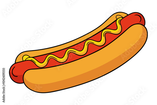 Hot Dog and Mustard | isolated vector silhouette illustration on white background