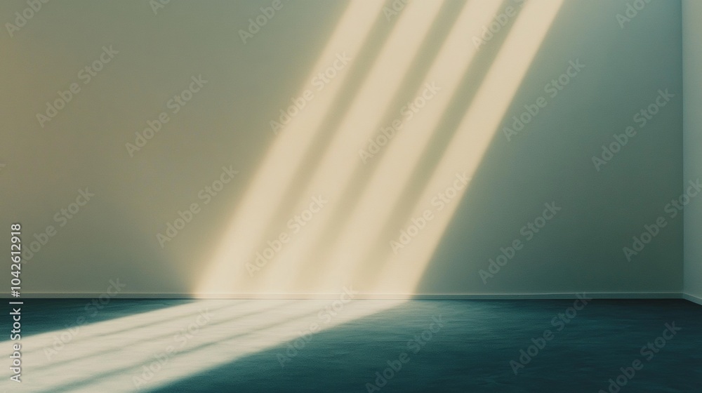 Dark Blue Velvet with Soft Light Beams Serene Minimalist Interior Scene