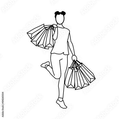 Happy Woman Shopping with Joyful Expression