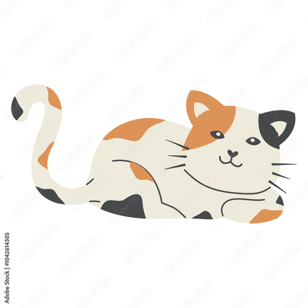 Fototapeta premium Cute Cat Illustration. International Cat Day. Vector Graphic Design.