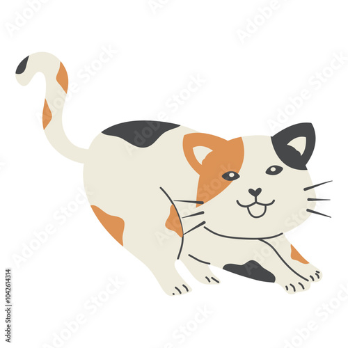 Cute Cat Illustration. International Cat Day. Vector Graphic Design.