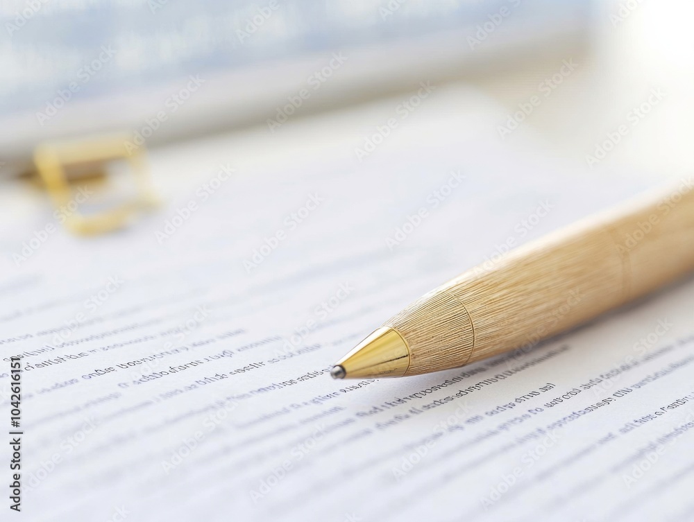 Macro Shot of Legal Documents with Pen and Office Supplies - Focus on Detail and Precision Macro Shot of Legal Documents with Pen and Office Supplies - Focus on Detail and Precision