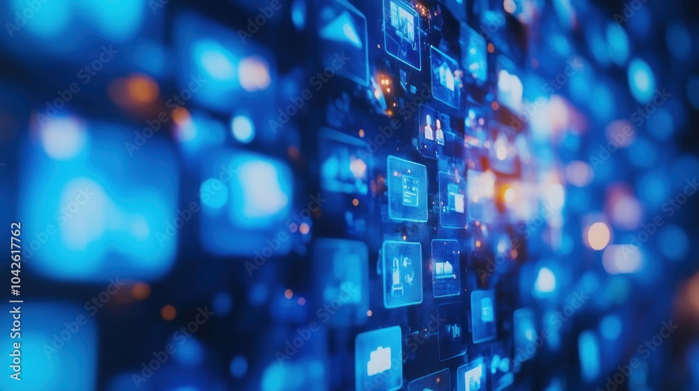 Abstract digital display with blue tones, suggesting technology and data visualization. Abstract digital display with blue tones, suggesting technology and data visualization.