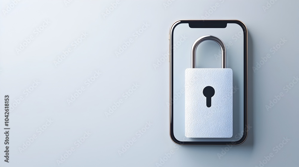 Secured Mobile Device with Clean Background and Minimalist Design Secured Mobile Device with Clean Background and Minimalist Design