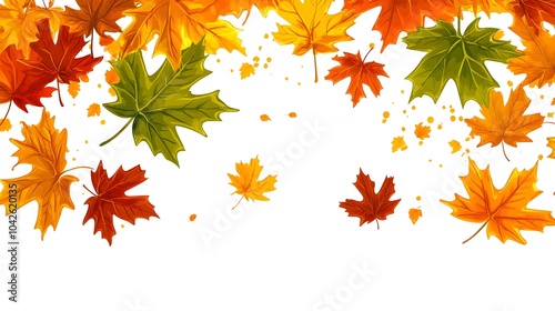 Autumn leaves, vector art, fall colors for kids