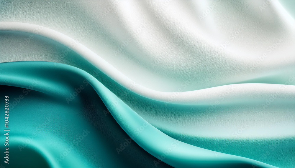 Obraz premium white-to-teal gradient background with a smooth, silky texture evokes calmness and balance. The soft color transition symbolizes tranquility, clarity, renewal, and creative inspiration