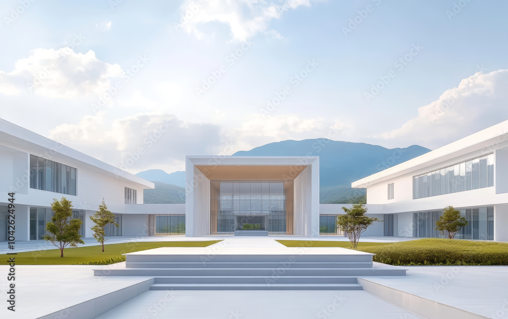 Fototapeta premium Minimalist modern architecture and spatial structure