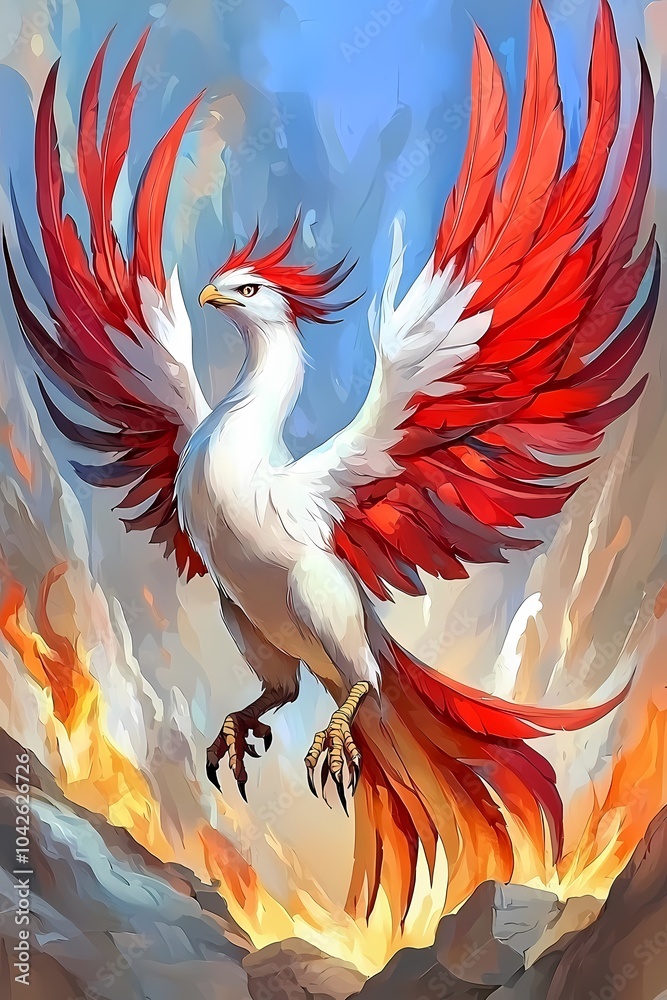 Obraz premium Terrifying Firebird in Anime Style