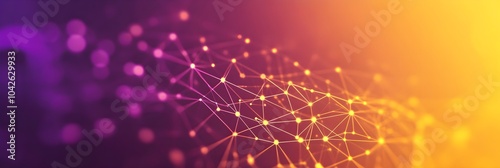 A high-tech background with a digital mesh network design in Lemon Yellow and Violet gradients, suited for a cybersecurity application's user interface