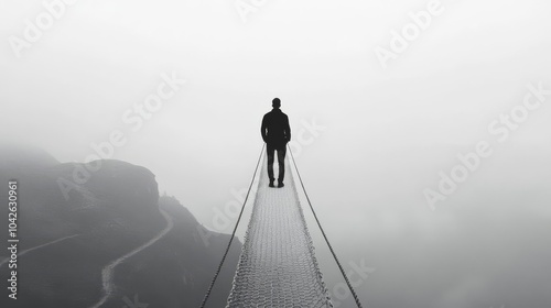 Walking on the narrow path. Challenge in life. Represent life difficulty, risk and uncertainty.