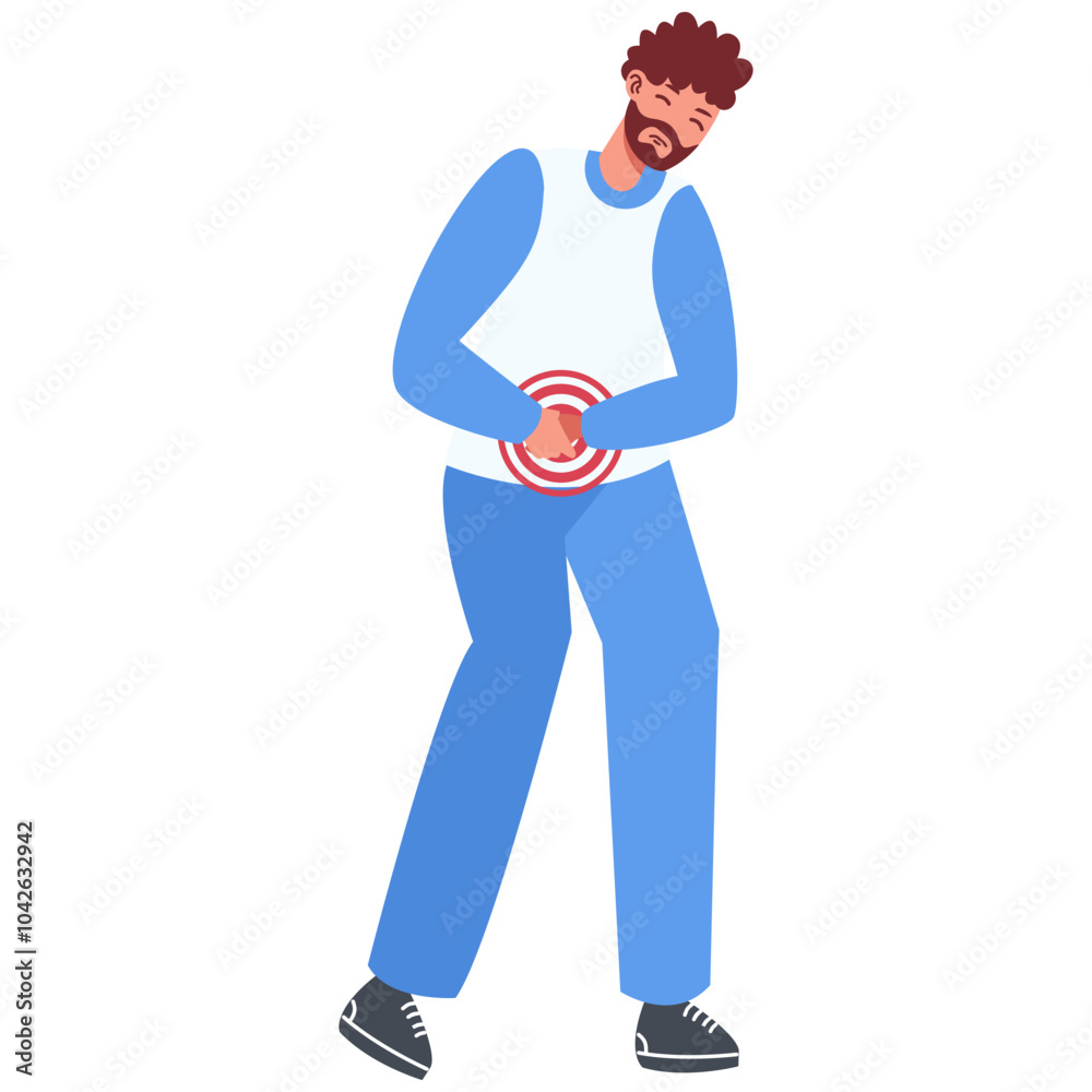 Illustration of Men with Pain. Isolated on White Background. Cartoon Vector Character. Illustration of Men with Pain. Isolated on White Background. Cartoon Vector Character.