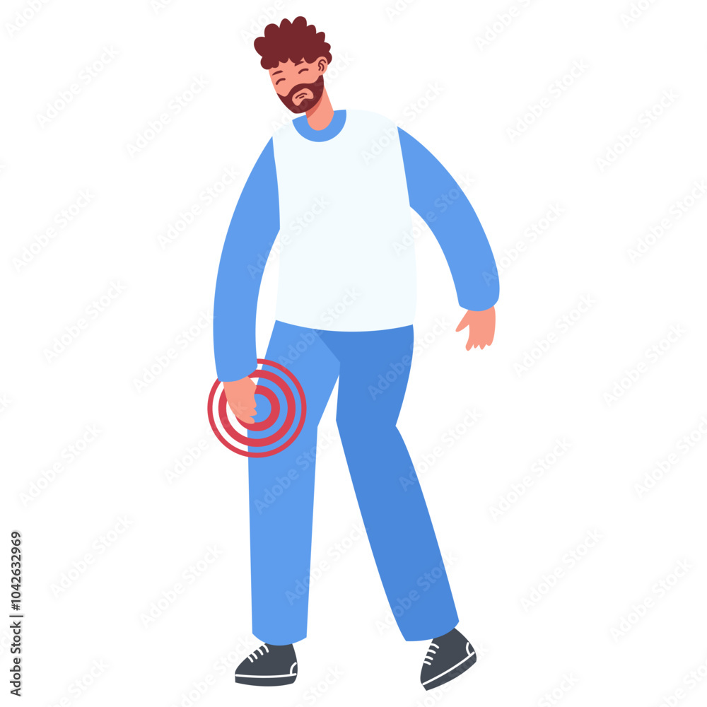 Illustration of Men with Pain. Isolated on White Background. Cartoon Vector Character. Illustration of Men with Pain. Isolated on White Background. Cartoon Vector Character.
