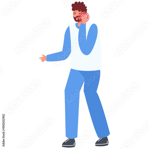 Illustration of Men with Pain. Isolated on White Background. Cartoon Vector Character.