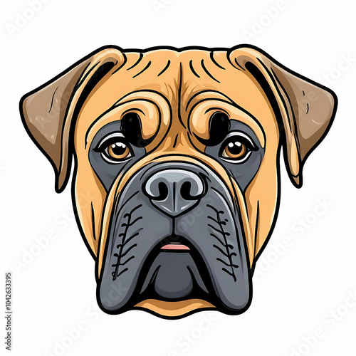 Bullmastiff dog face logo cartoon vector illustration, dog head design element photo