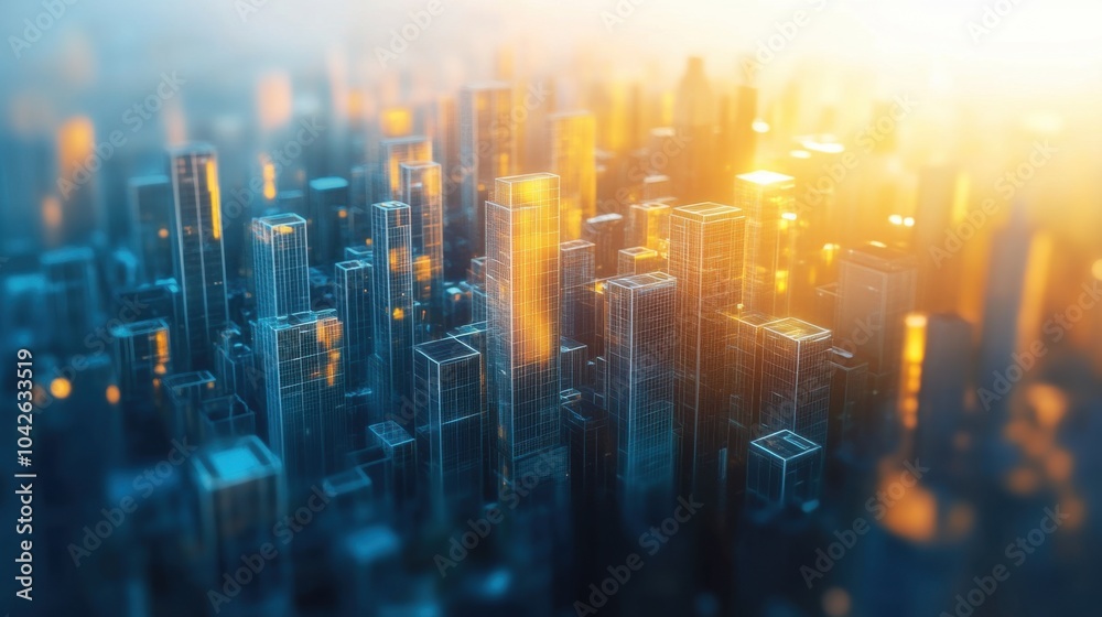 Abstract Cityscape with Warm Glow, Futuristic Urban Landscape Abstract Cityscape with Warm Glow, Futuristic Urban Landscape