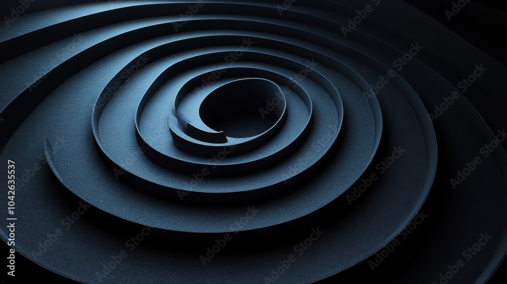 Abstract dark spiral design with layered curves and shadows. Abstract dark spiral design with layered curves and shadows.
