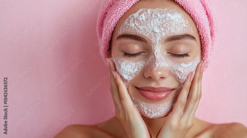 Refreshing Skincare Routine: Person Pampering with Gentle Exfoliation in Minimalist Beauty Scene Refreshing Skincare Routine: Person Pampering with Gentle Exfoliation in Minimalist Beauty Scene