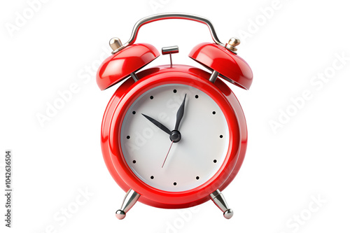 Analog red alarm Clock isolated on transparent background