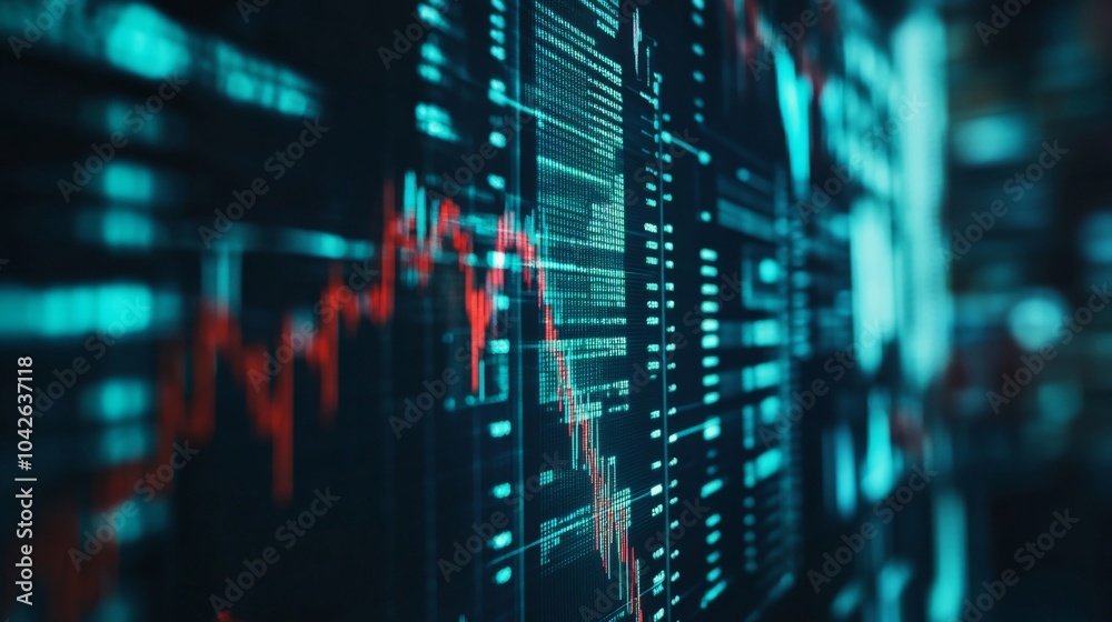 Naklejka premium Financial Charts in Business Setting with High Contrast