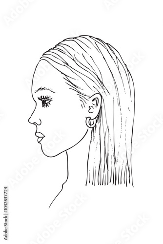 vector hand draw sketch of woman portrait face