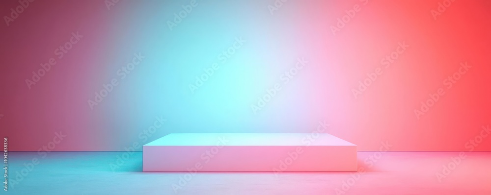 A minimalist platform set against a gradient backdrop of red and blue hues, creating a modern, abstract presentation space that evokes creativity and innovation. A minimalist platform set against a gradient backdrop of red and blue hues, creating a modern, abstract presentation space that evokes creativity and innovation.