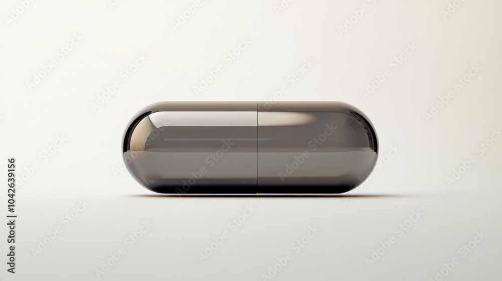 detailed shot of a single quantum pill positioned centrally on a stark white background, detailed shot of a single quantum pill positioned centrally on a stark white background,