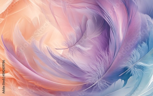 Abstract feather-like patterns in soft pastel colors create a calming and ethereal atmosphere, perfect for backgrounds and design projects.