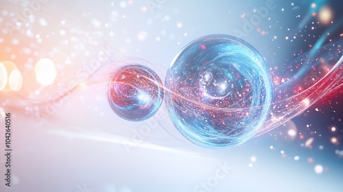 mesmerizing representation of quantum entanglement illustrated through two particles connected by a swirling energy field