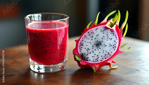 Refreshing dragon fruit smoothie a vibrant and nutrient-packed beverage for health enthusiasts and foodies alike photo