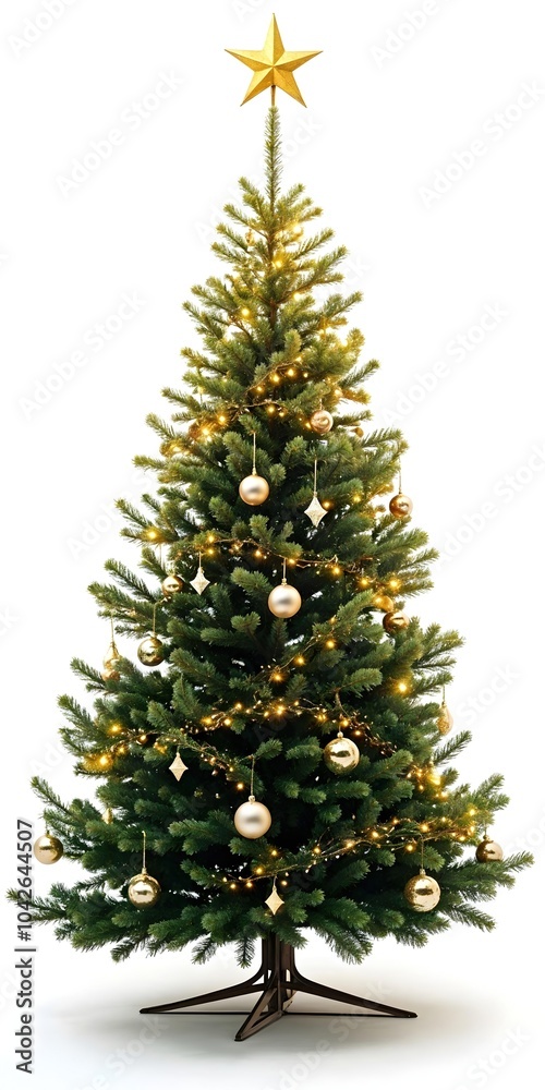Fototapeta premium A beautifully decorated Christmas tree isolated on white