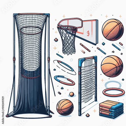 Rebounder Net set vector illustration