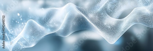 A high-tech background with a digital mesh network design in silver and blue gradients, suited for a cybersecurity application's user interface