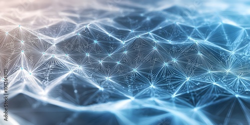 A high-tech background with a digital mesh network design in silver and blue gradients, suited for a cybersecurity application's user interface