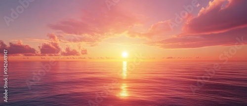 A serene sunset over calm waters, reflecting vibrant colors in the sky.
