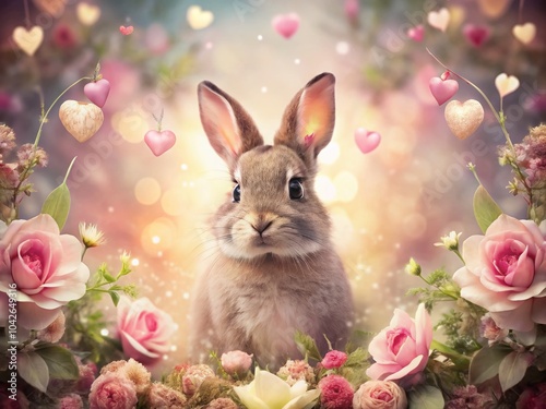 Enchanting Bunny Double Exposure for Valentine's Day Celebration