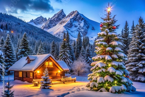 Enchanting Colorado Christmas Portraits Amidst Snowy Mountains and Pine Trees