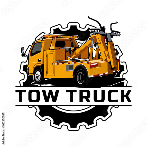 TOW TRUCK LOGO ILLUSTRATION DESIGN VECTOR