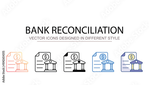 Bank Reconciliation icon design with white background stock illustration