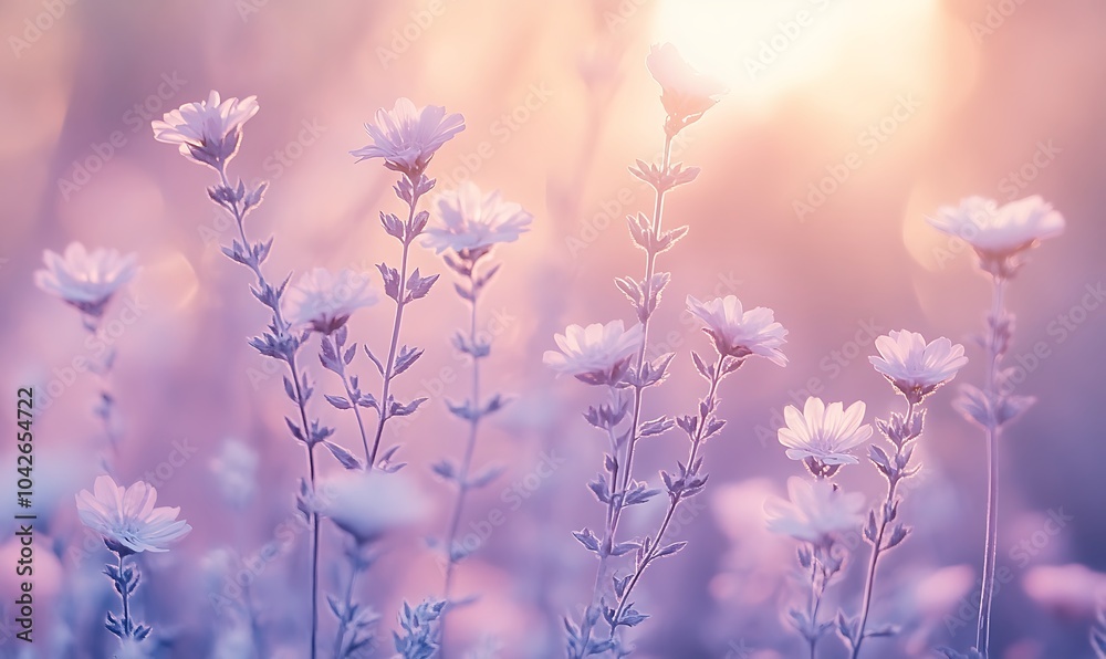 A soft, dreamy scene of delicate flowers illuminated by warm golden light, conveying tranquility and natural beauty. A soft, dreamy scene of delicate flowers illuminated by warm golden light, conveying tranquility and natural beauty.