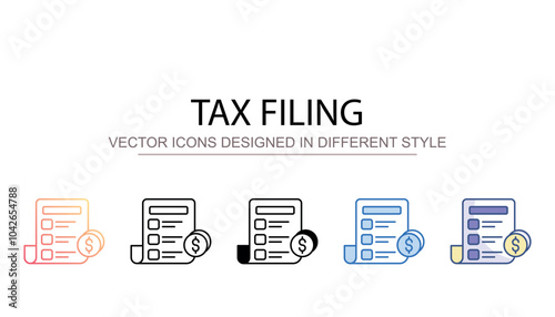 Tax Filing icon design with white background stock illustration