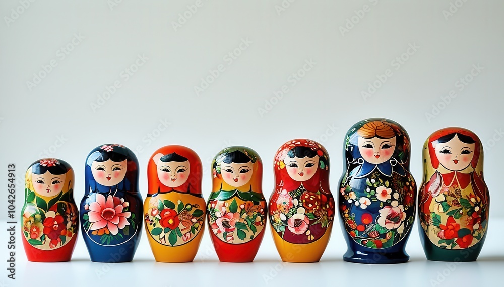 Colorful Nested Dolls in Bright Tones and Patterns Colorful Nested Dolls in Bright Tones and Patterns