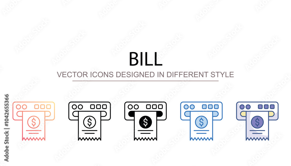 Bill icon design with white background stock illustration Bill icon design with white background stock illustration
