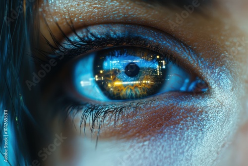 Close-Up of Eye with Holographic Overlay photo