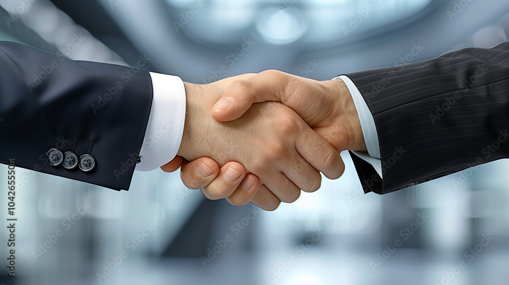 Two businessmen shaking hands in a modern office, symbolizing a successful merger and collaboration, professional handshake in corporate environment. Two businessmen shaking hands in a modern office, symbolizing a successful merger and collaboration, professional handshake in corporate environment.