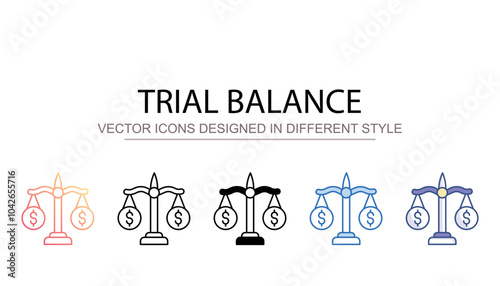 Trial Balance icon design with white background stock illustration