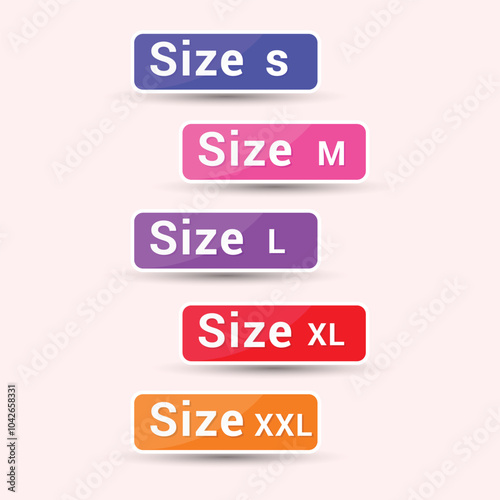 Mosize label S, M, L, XL and XXL vector symbol 