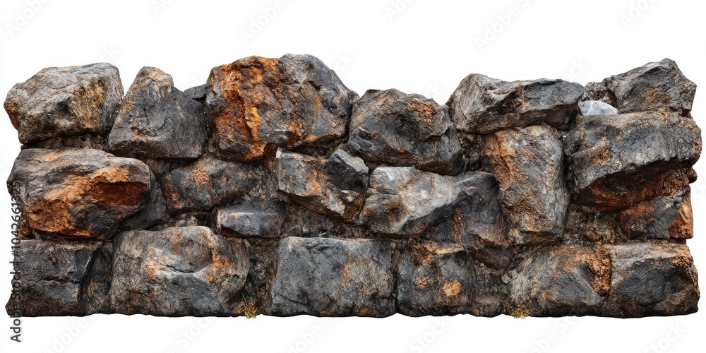 A wall made of rocks with a brownish color A wall made of rocks with a brownish color